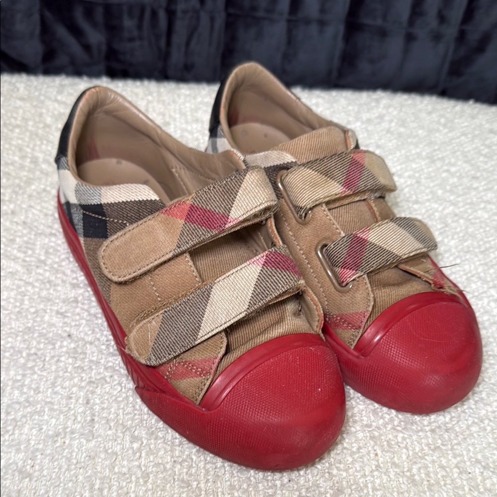Kids' Plaid Sneakers with Red Accents